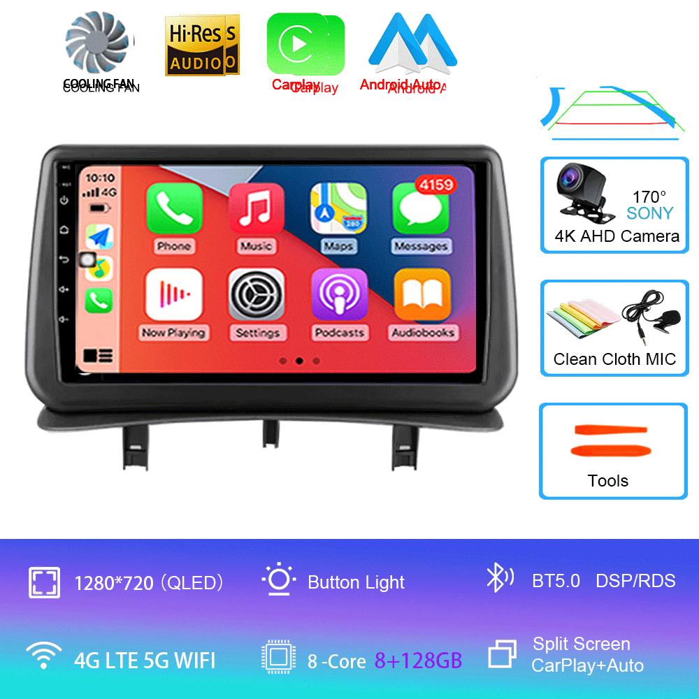 Видеоплеер Android14 Carplay для Renault Clio 3 Clio3 2005 2006 2007 2008 2009 - 2014 Мультимедийное автомобильное радио WIFI+4G DSP Stereo