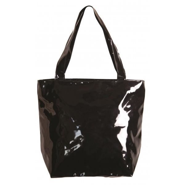 Sac Shopping - Le Temps des Cerises - Rumba 16 - Noir/Rose - Cabas effet vernis - Porté main