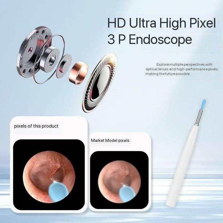 Набор для удаления ушной серы Tobo, Ушная камера 1296P Высококачественный очиститель ушной серы, Портативный, USB-зарядка, Видимый, 6 светодиодов, Ушная камера для телефона, iPad, Android