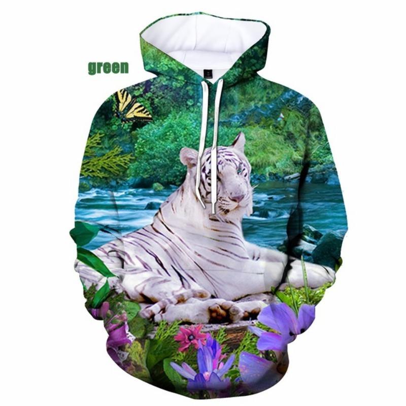 Модные мужские/женские пары с 3D-принтом Dreamy Tiger Hoodies Casual Sweatshirt