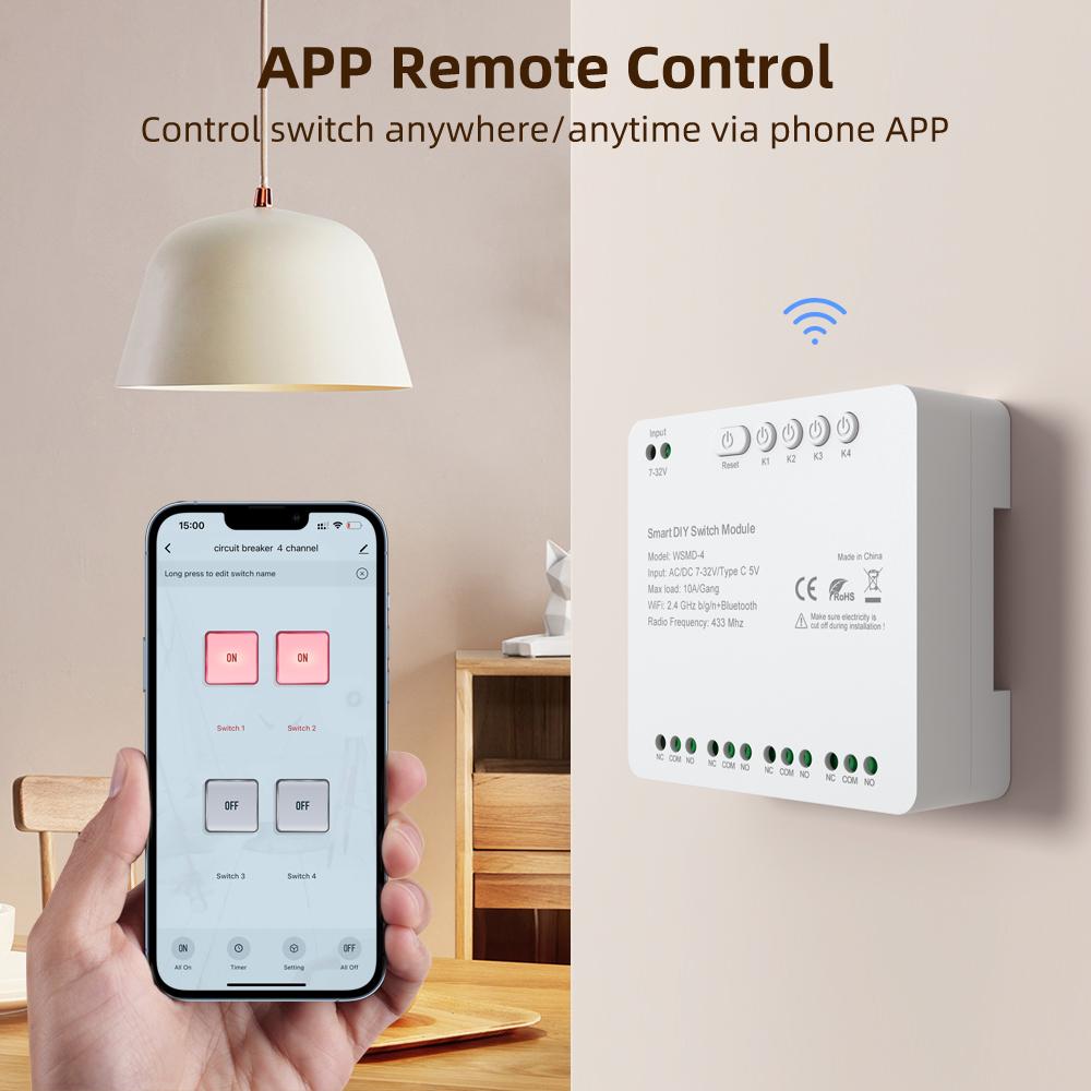 Tuya WiFi Intelligent Switch Module Compact Home Timing Control Voice Control Wireless APP Remote