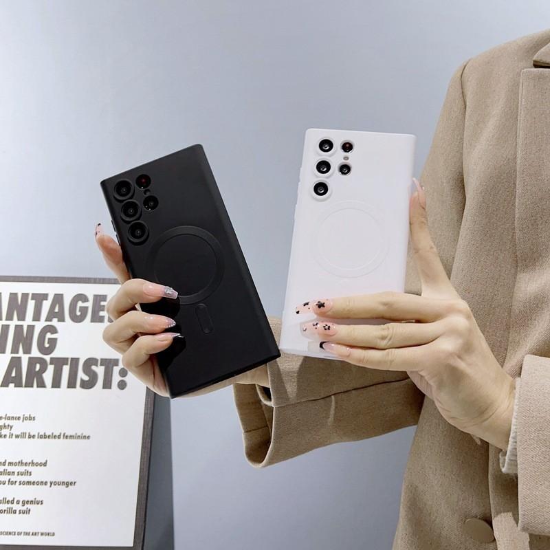 Магнитный мягкий чехол для Samsung S21 Ultra с матовой поверхностью и ударопрочностью для элегантной защиты