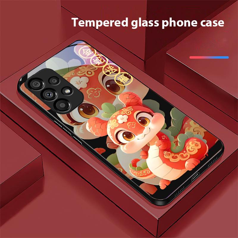 Новый мультяшный змей для Samsung Galaxy S10 20 Plus 21 FE 22 23 24 FE 25 Ultra черный чехол для телефона из закаленного стекла твердый чехол