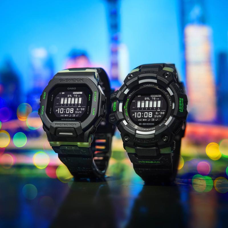 Casio G-SQUAD Series City Night Running Series Bluetooth Pedometer Intelligent Training Tracking LED Light Quartz Movement Resin Strap GBD-200LM-1PRT