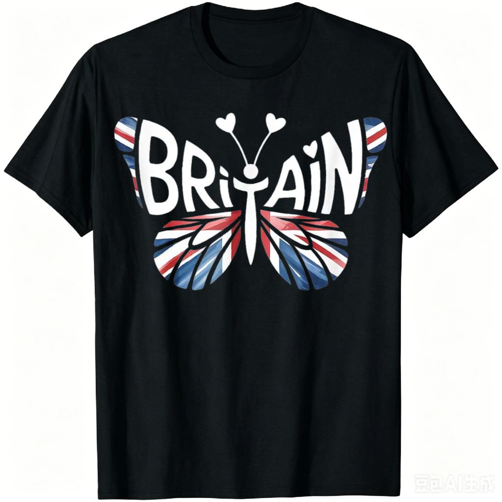 Britain Butterfly - British Flag Colors Souvenir T-Shirt Unisex Summer Streetwear Tops Casual Cotton Graphic T Shirts