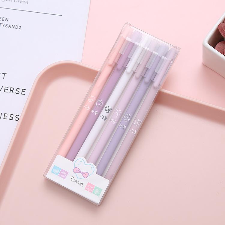 6Pcs/Set Cute Gel Pen Set 0.5mm Signature Pen Student Writing Ink Pen School Office Stationery