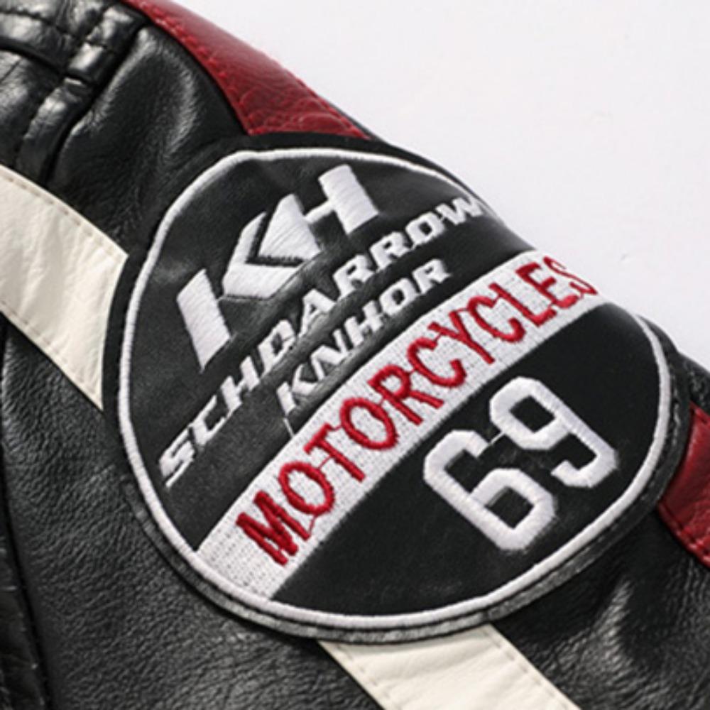 Осенне-зимняя флисовая мужская мотоциклетная кожаная куртка с вышивкой, гоночное пальто, ветровка, верхняя одежда, байкерская куртка из искусственной кожи