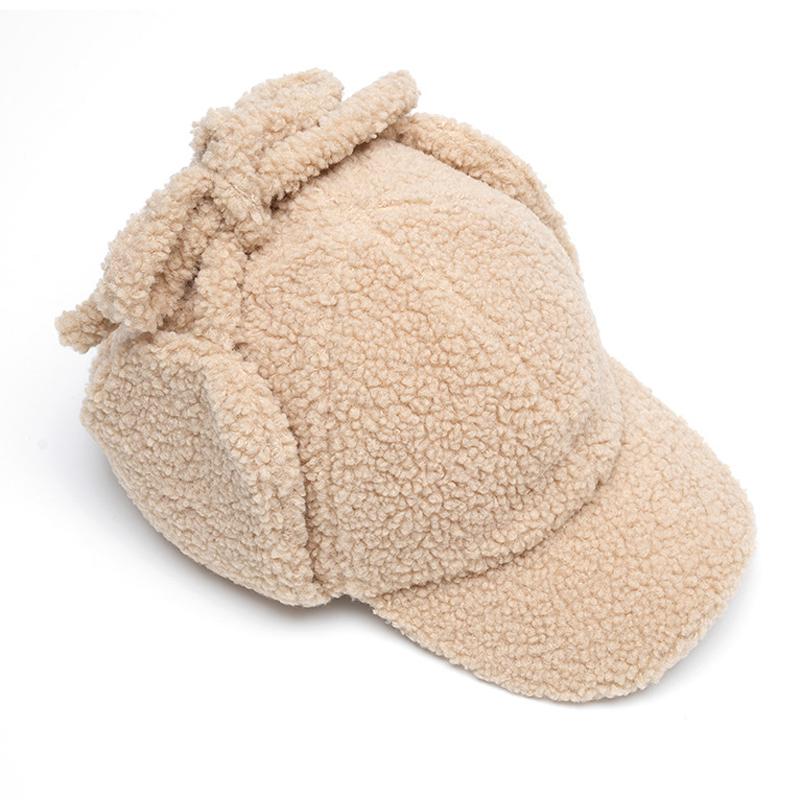 Бейсболка из овечьей шерсти, теплая кепка, женская плюшевая однотонная кепка для защиты ушей на осень-зиму