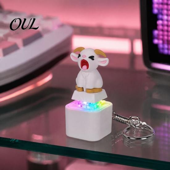 Finger Clicker with Light Sound 1/2Pcs Animal Keyboard Fidget Keychain, Rechargeable Goat Cat Toy LED Sound, Push Button Decompression Portable