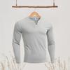 Autumn Spring Men Sport Top Slim Fit V Neck Pullover Stretchy Long Sleeves Pure Color Mid Length Fitness Exercise Daily Wear Shirt