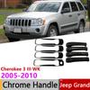 Для Jeep Grand Cherokee 3 III WK 2005 ~ 2010 Глянцевый черный карбоновый чехол на дверную ручку автомобиля, внешний Стайлинг, автоаксессуары