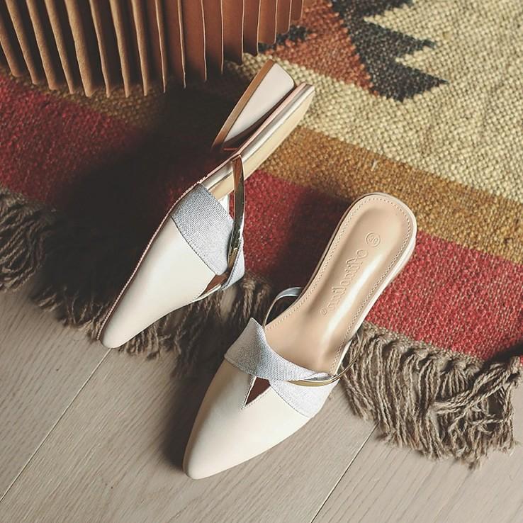 Тапочки женские летняя одежда 2025 новая корейская версия толстый каблук универсальная сумка голова полуперетаскивание заостренный нос мода muller обувь женская