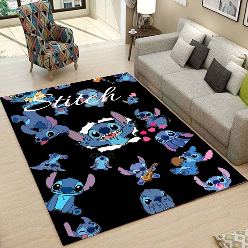 Stitch cartoon pattern rug, digital printing technology, simple housewarming gift, handmade, non-slip decorative rug