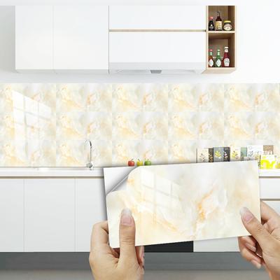 10 шт., желтая гранитная мраморная плитка, настенная наклейка для кухни, маслостойкая, для ванной комнаты, умывальника, водонепроницаемая, самоклеящаяся художественная наклейка на стену
