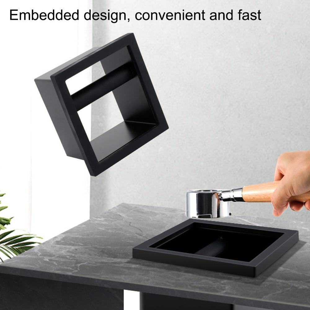 Black Rubber Ground Knock Box Stainless Steel Bottomless Knock Box Home Coffee Bar