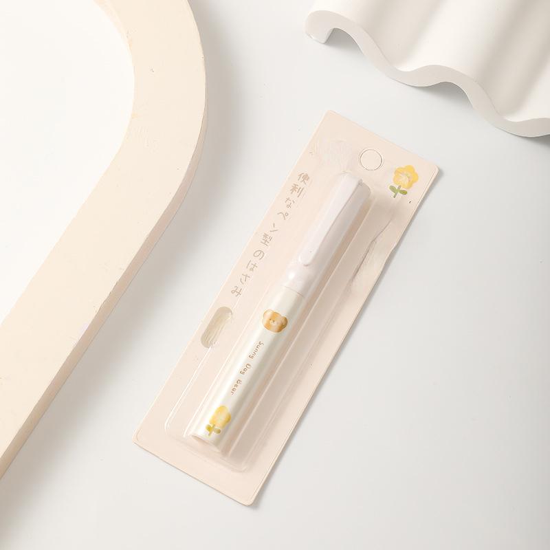 Mini Foldable Scissors Simplicity Cute Cartoon Bear Rabbit Stationery Scissors Cute Small Portable Pen Style Scissors