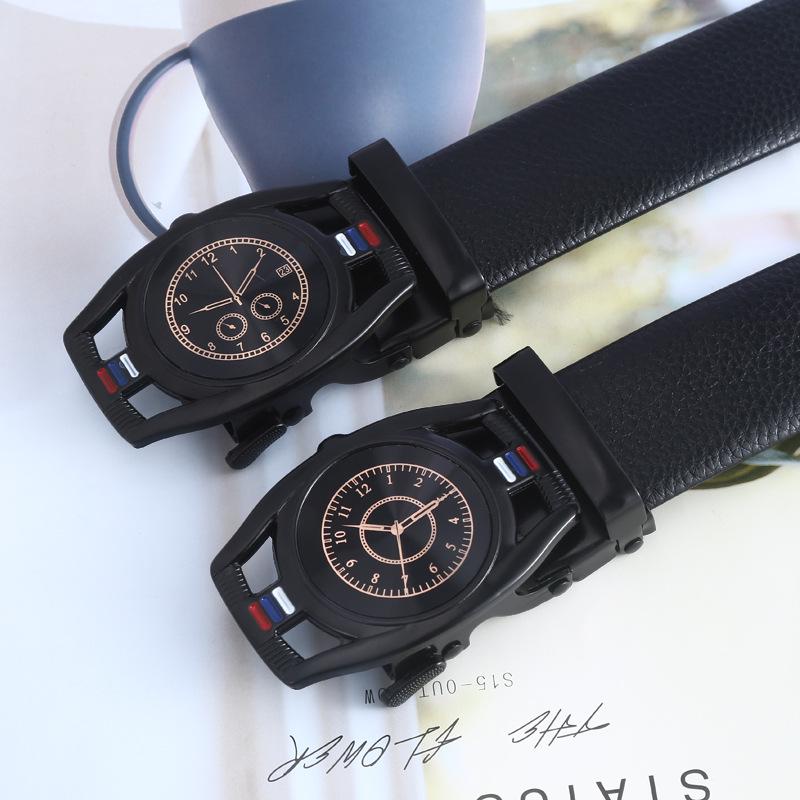 Мужской кожаный ремень с автоматической пряжкой - деловой, повседневный и прочный вариант для подарка