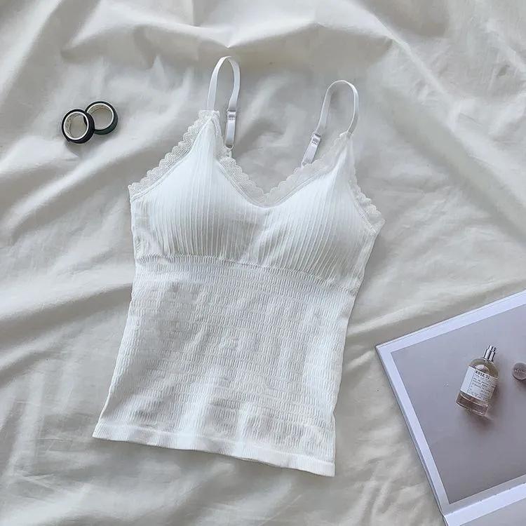 Камзол, женская футболка без рукавов, летняя кружевная тонкая майка с v-образным вырезом, нижняя рубашка, женская одежда