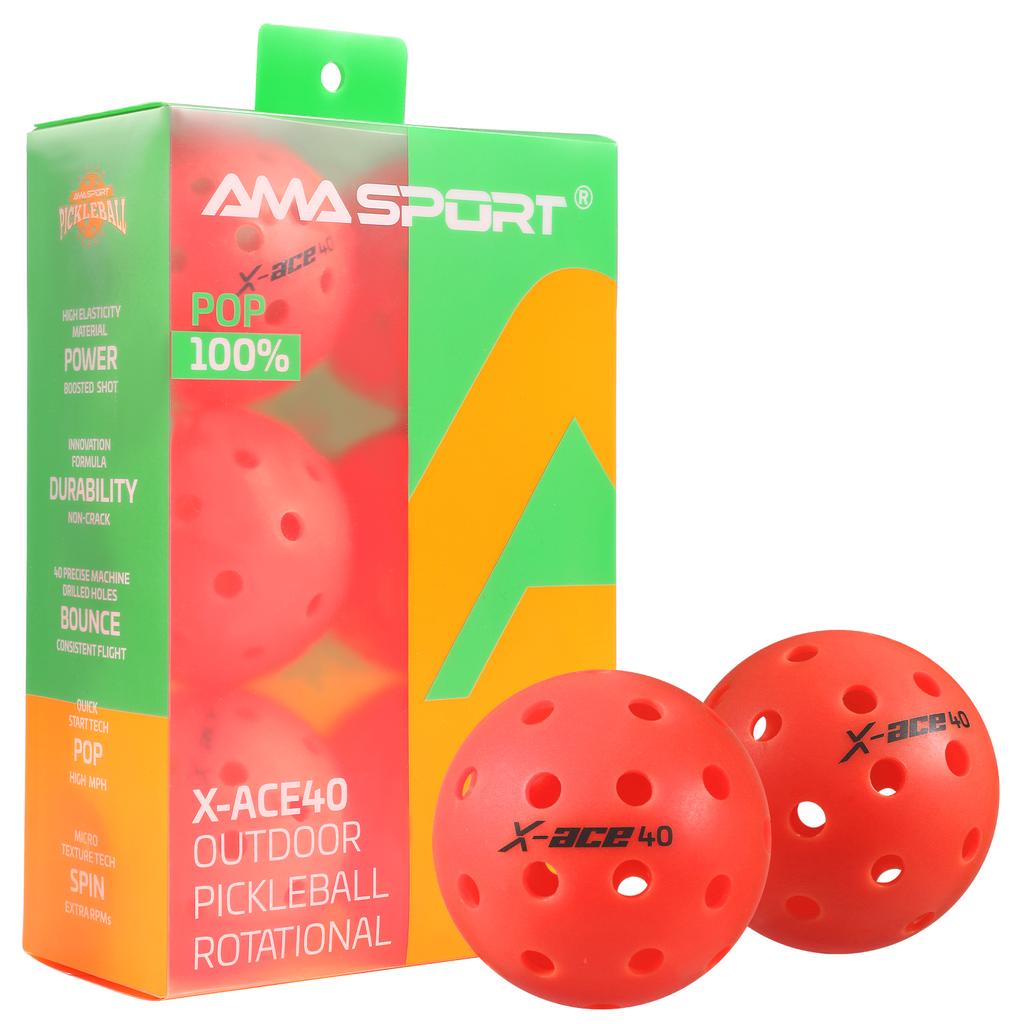 Мячи для пиклбола AMASPORT X-ACE40 Профессиональные Официальные Мячи для Пиклбола с Высоким Отскоком и Высокой Видимостью для Игр на Открытом Воздухе