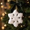 Soft Texture Snowflakes for New Year Decor Furry Christmas Snowflake Ornament, Faux Fur White Tree Decoration, Elegant Plush Ornaments Window Hanging