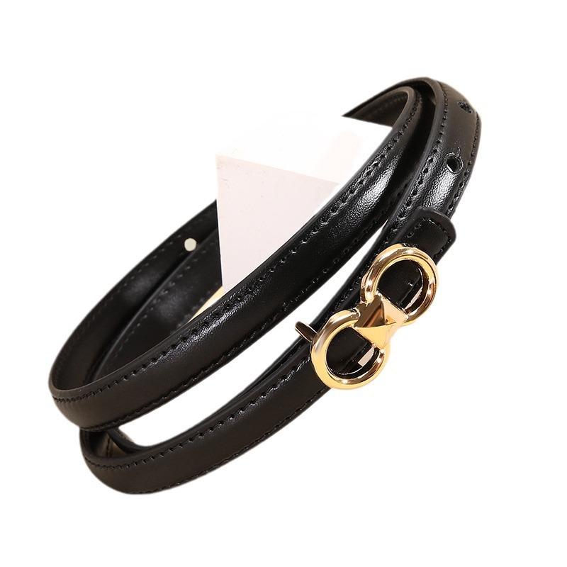 Летнее платье Декоративный кожаный тонкий ремень Женский стиль костюма Тонкий ремень Черный джинсовый ремень