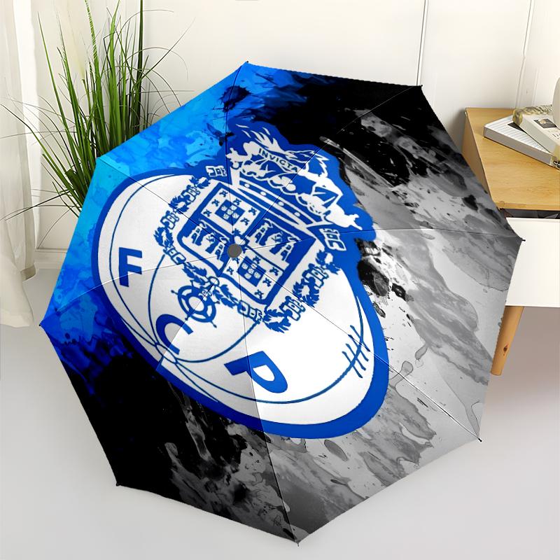 Автоматический зонт с принтом логотипа FC Porto, 8 спиц, железный каркас, пластиковая ручка, подходит для путешествий на открытом воздухе и на каждый день, идеальный подарок