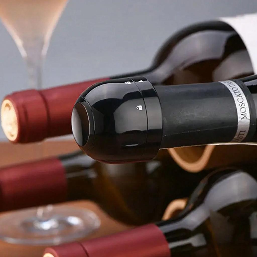 1pc Black Domestic Kitchen Sealing Red Wine Bottles Stoppers Mini Preservation Spin Leak Proof Wine Champagne Stoppers Cap