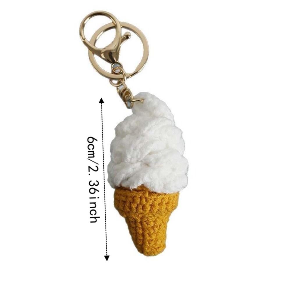 Ice Cream Cone Crochet Keychain Handmaking Knitted Keyrings Exquisite Ice Cream Pendant Bag Charm