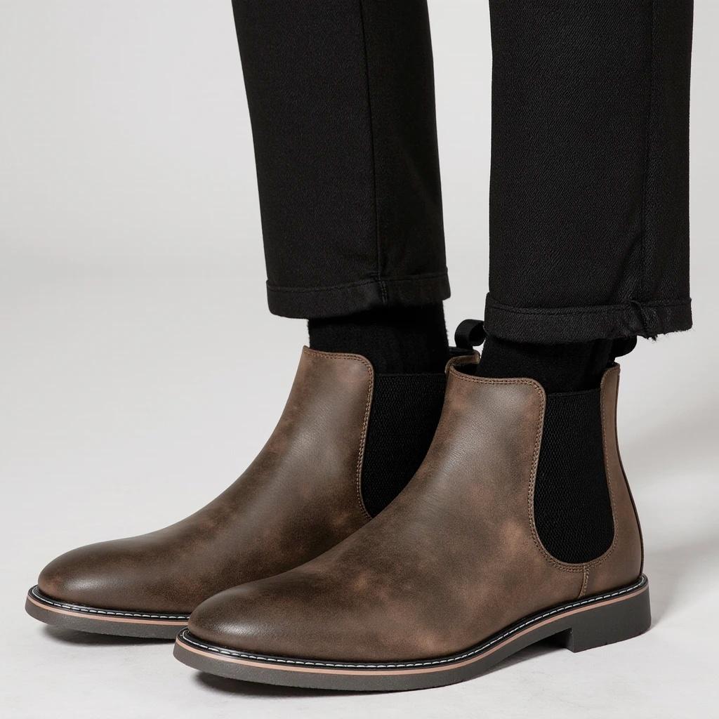 HECRAFTED SHOES/ Зимние мужские ботинки из искусственной кожи