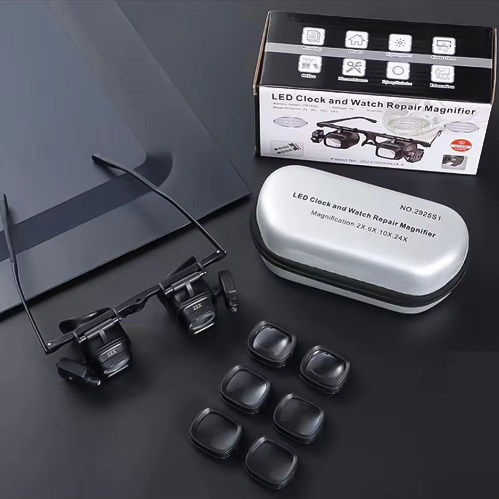 Dual LED Lights Magnifying Glass Portable Magnification Glasses Antique Appraisal