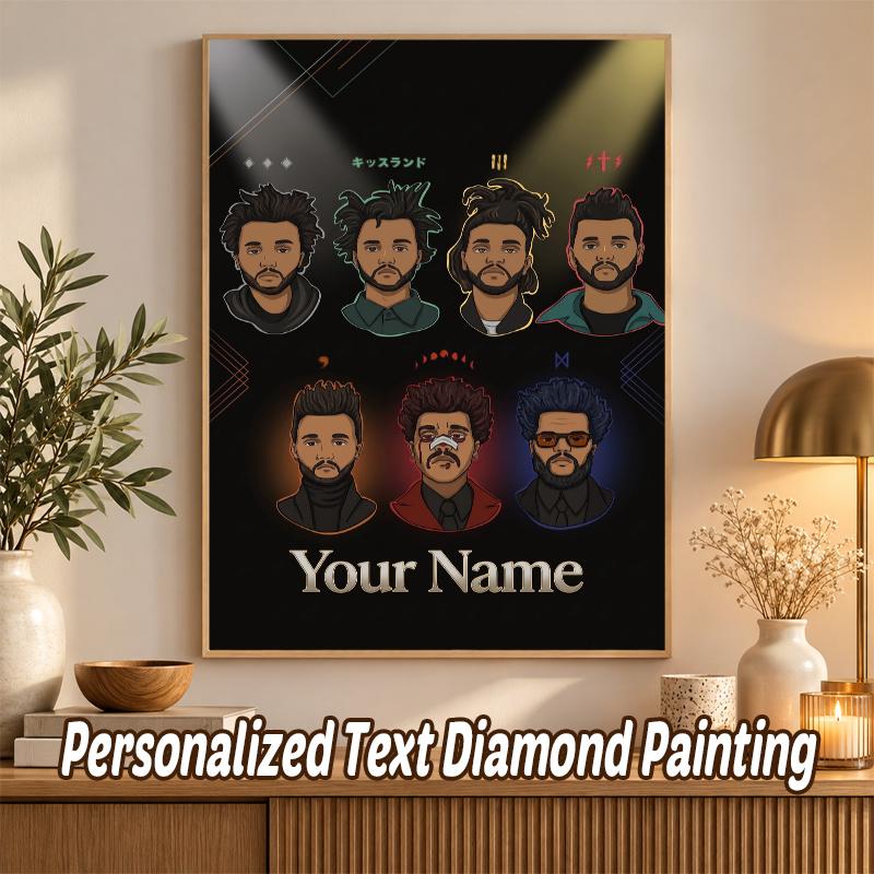 The Weeknd Custom Name Text 5D Diamond Painting Kit DIY Full Drill Diamond Art Decoration