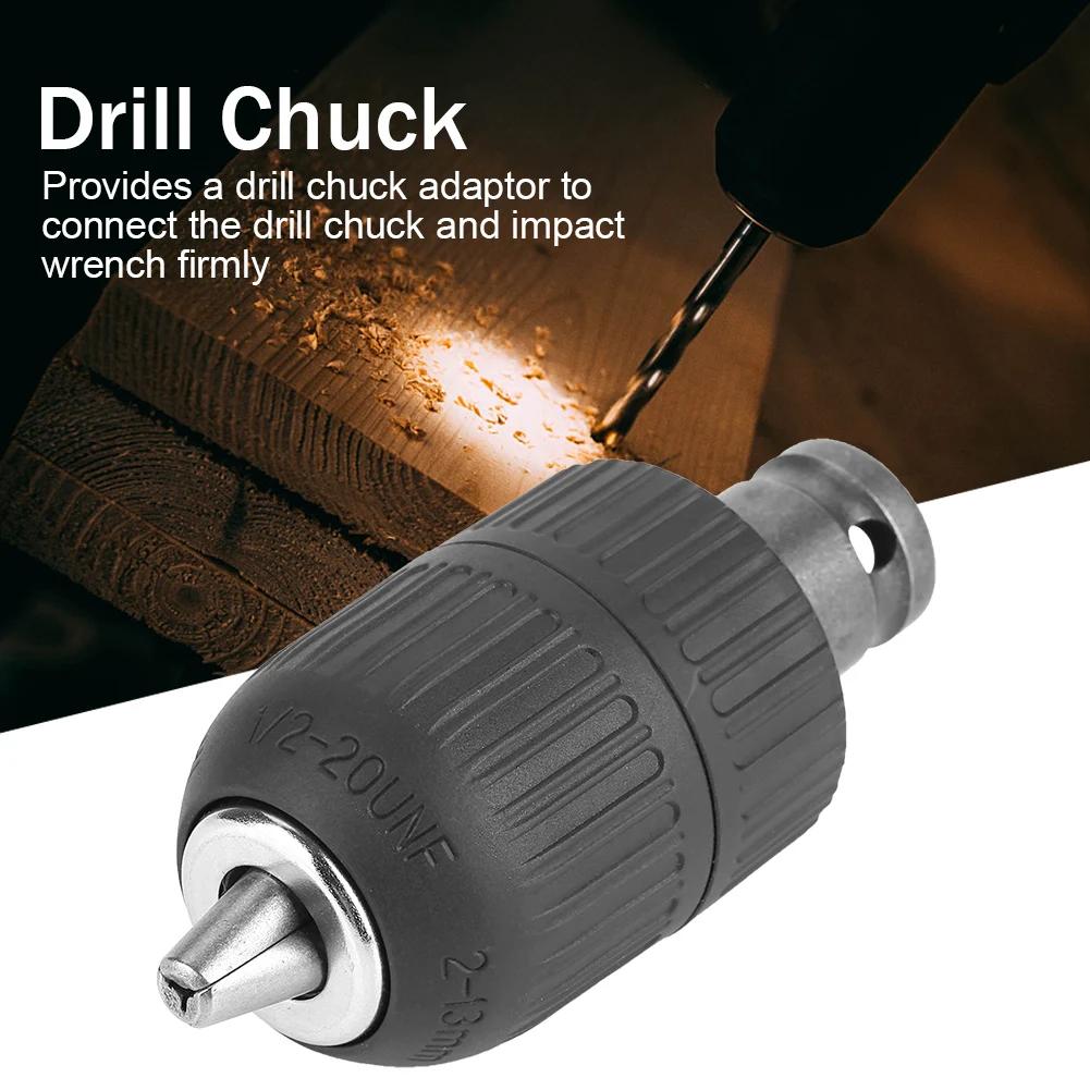 1/2--20UNF Drill Chuck Drill Chuck 2-13mm Keyless Drill Chuck 1/2"-20UNF with 1/2 Chuck Adaptor for Impact Wrench Conversion