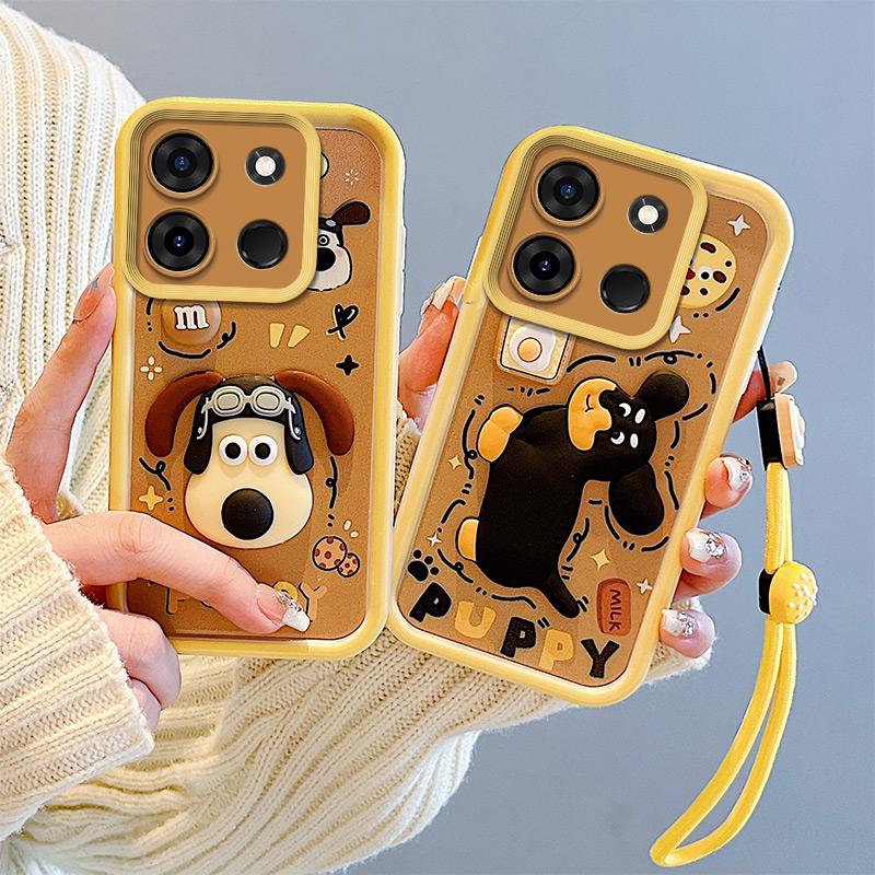 KEYSION Shockproof Case for TECNO Spark Go 2023 with Lanyard Silicone Cute 3D Cartoon Doll Phone Cover for TECNO Pop 7 Pro