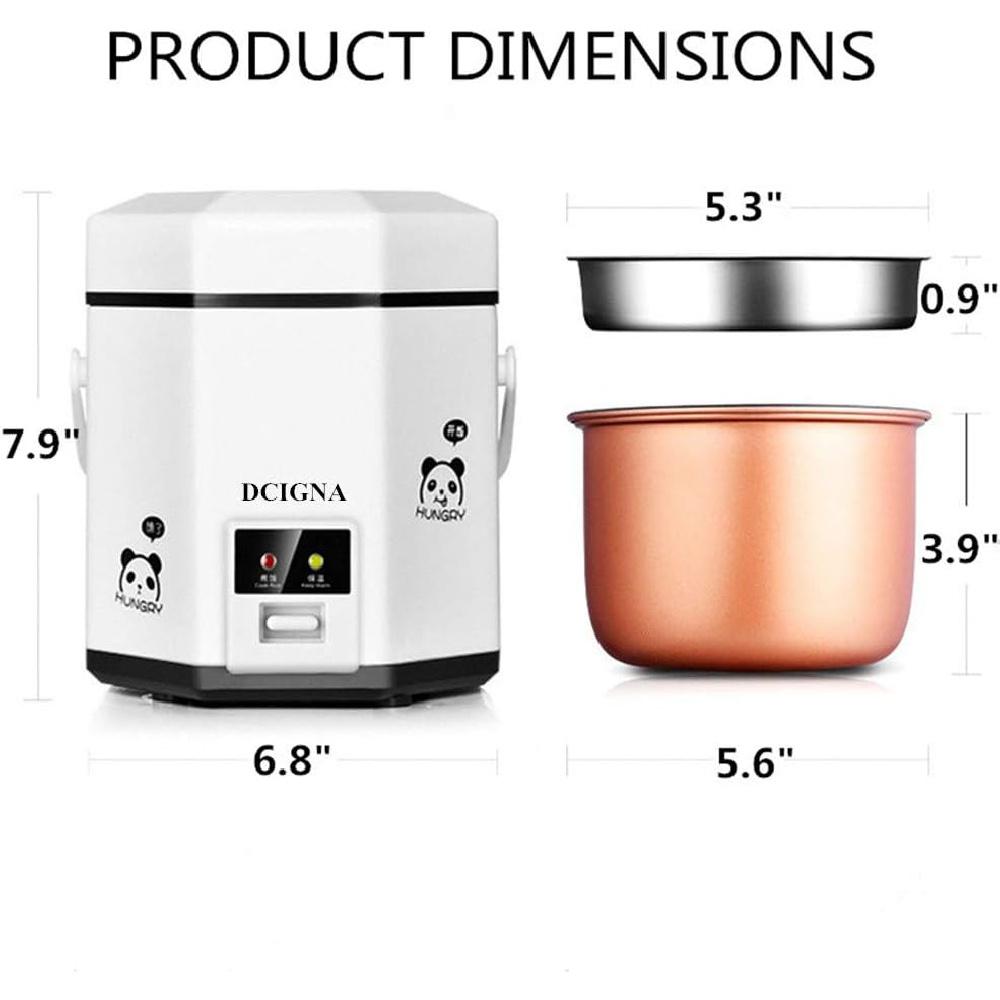 Мини-рисоварка объемом 1,2 л, электрический ланч-бокс, съемная кастрюля с антипригарным покрытием, функция поддержания тепла, для приготовления супа, риса, рагу, круп и овсянки