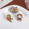 Funny Lucky Cat Enamel Pins Custom Cat Fashion Show Brooches Lapel Badges Clothes Animal Jewelry Gift for Kids Friends