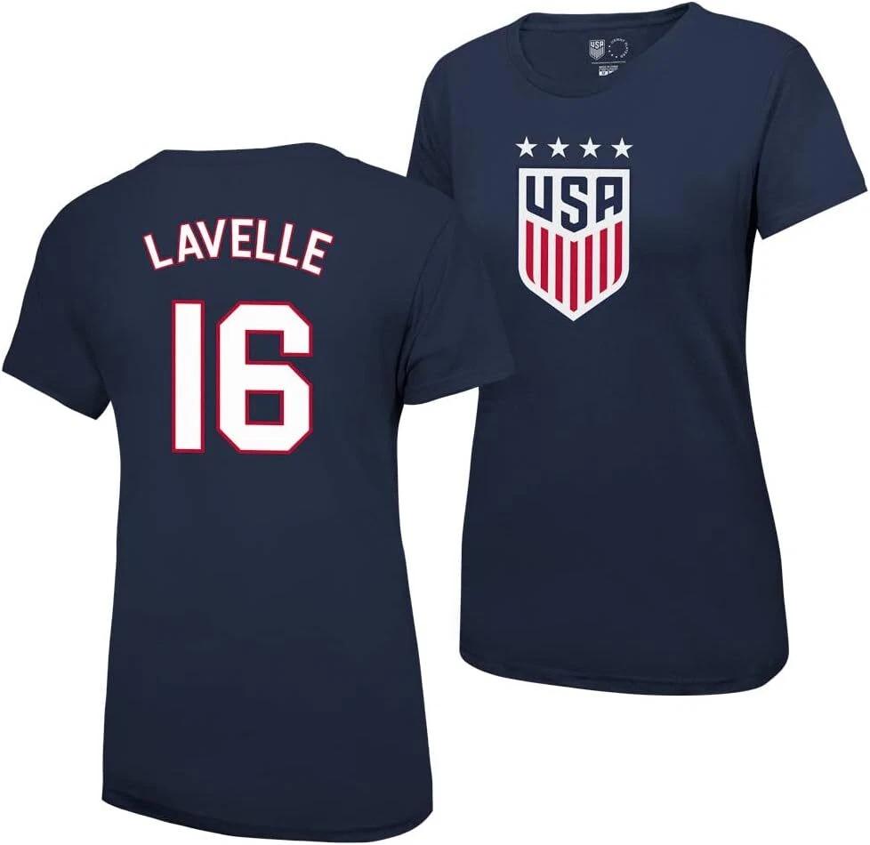 US Soccer Federation USWNT Player Official 4 Star T-Shirt Lavelle 16
