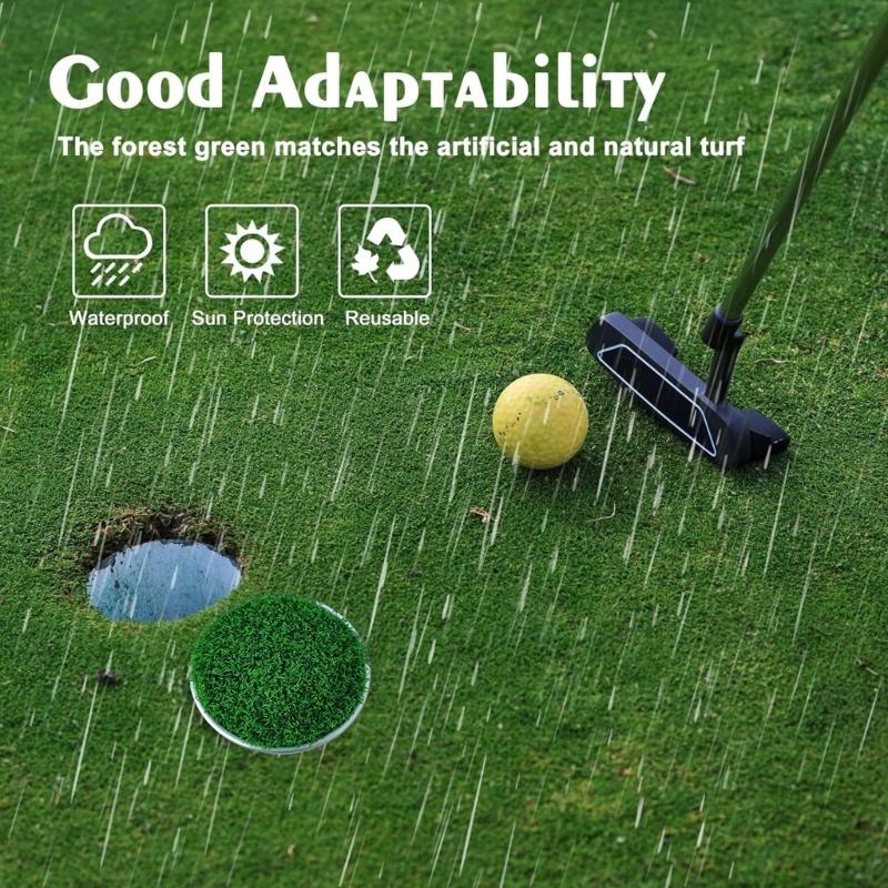 Golf Putting Cup and Grass Style Cover Set for Backyard Practice, Round Cup with Removable Cap and 3-Hole Base Design