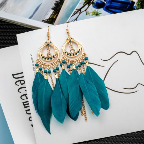 1 пара женских серег-подвесок в богемном стиле, этнические серьги с синтетическими перьями, изысканные женские серьги-подвески