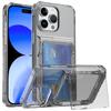 Transparent Card Holder Case for iPhone 15 14 13 12 11 Pro Max 15 Plus 15 Pro Max Shockproof Clear Case Cover with Phone Stand