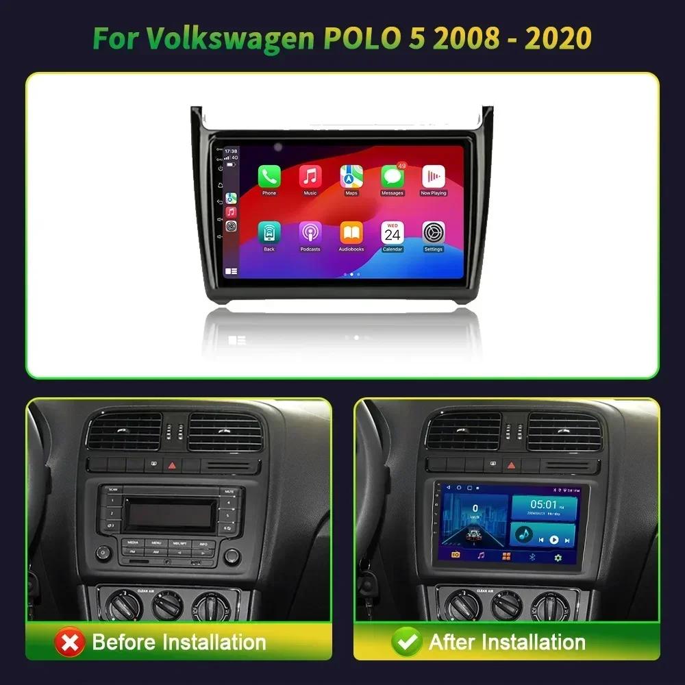 Автомагнитола для Volkswagen POLO 5 года 2008-2020 Android 13 Беспроводная CarPlay Мультимедиа 4G GPS Навигация Стерео Экран