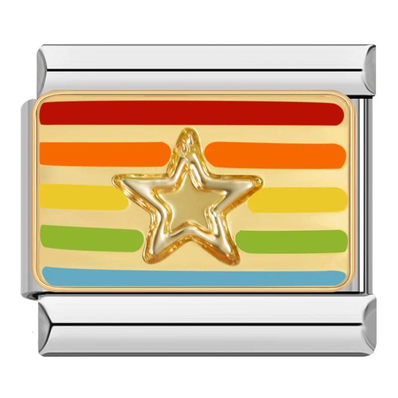 New Original Daisy Colour Love Butterfly Star Charm Italian Links Fit 9mm Bracelet Stainless Steel Jewelry Making DJ512