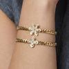 YF8481 Luxury Light Fashion 3D Flower Zircon Bracelet Necklace 18K Gold Plated Waterproof Stainless Steel Jewelry