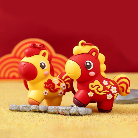 Брелок для ключей в виде лошади, портативный держатель для ключей, подвеска с благоприятными облаками и цветами, 2026 год Лошади, брелок-подвеска для сумки