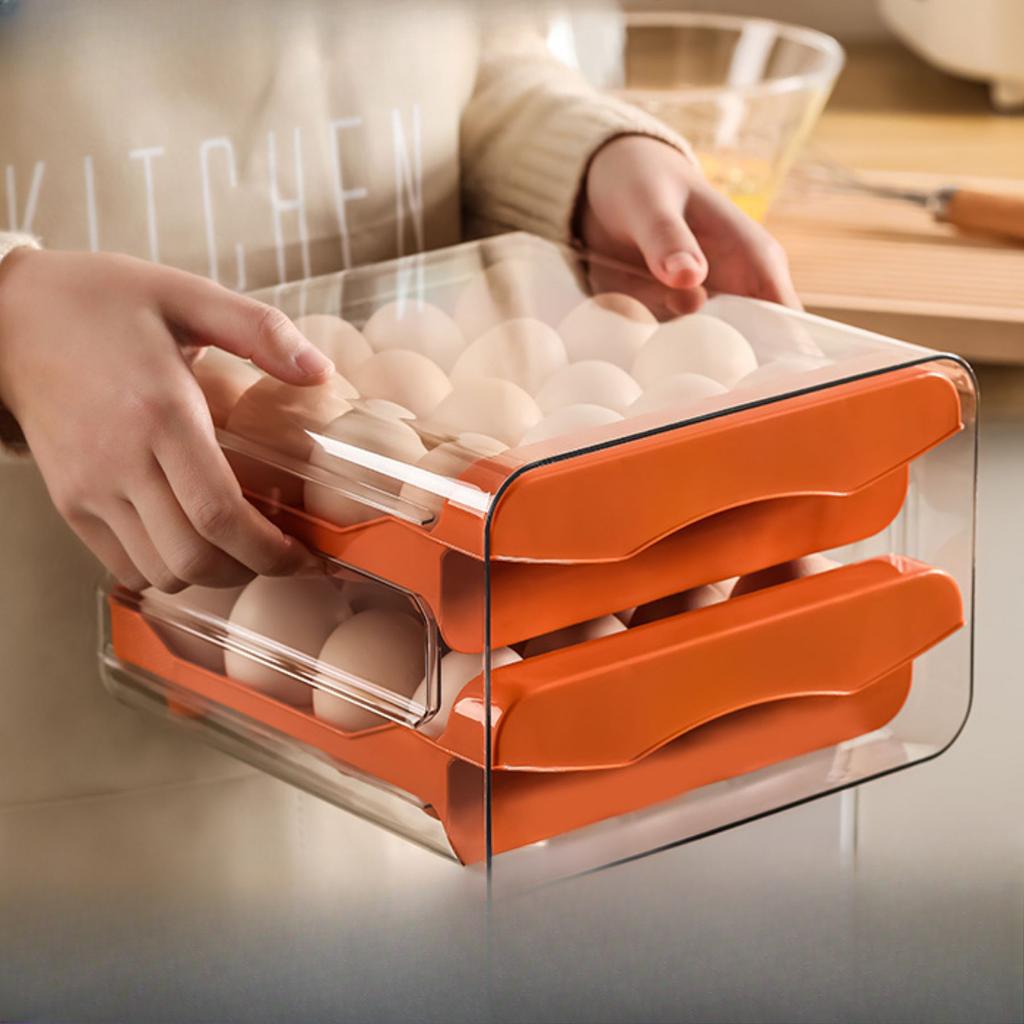 Ящик для хранения яиц в холодильнике, ящик для хранения свежих яиц в выдвижном ящике, кухонный ящик, лоток для яиц для бытового использования, двухслойный