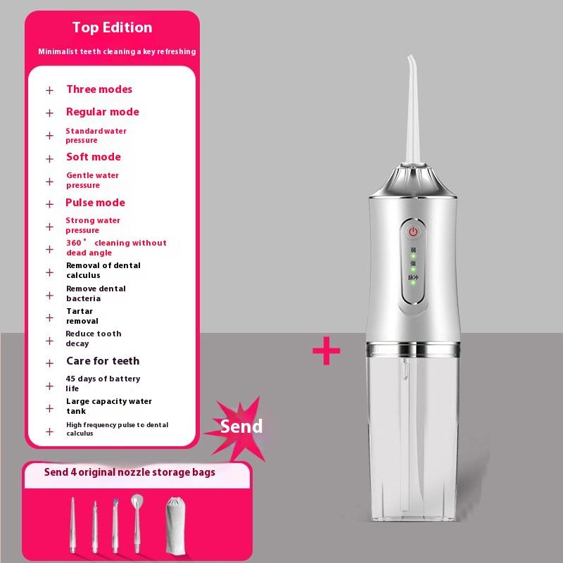 New Oral Irrigator Portable Dental Water Flosser USB Rechargeable Water Jet Floss Tooth Pick 4 Jet Tip 220ml 3 Modes Teeth Clean