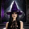 Модные Готические Реквизиты для Вечеринки Хэллоуин Шляпа Ведьмы для Женщин, Сетчатый Цветок Розы Мягкий Кожаный Головной Убор Костюм Колдуна, Косплей Дышащий