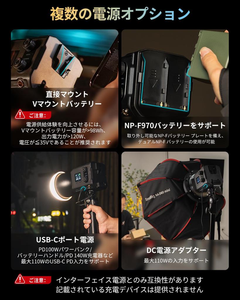 SmallRig RC 100B COB Video Light with PD Fast Charging 4894 Handle, Bi-color 2700K-6500K, Type-C