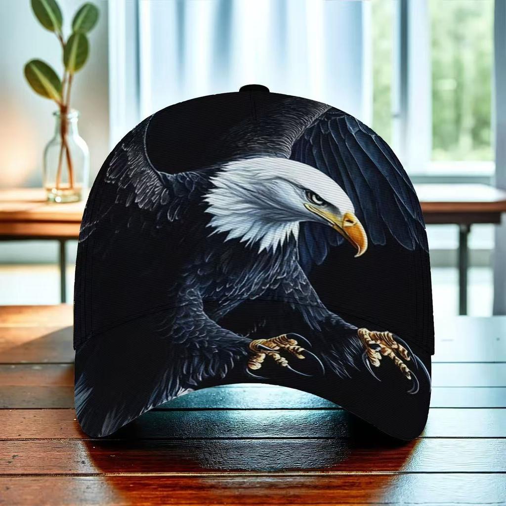 Temu Animal Print Curved Glue Cap Eagle Personality Casual Shade Baseball Cap Outdoor Cap