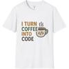 Унисекс Футболка Coffee Code, Подарок Программисту, Футболка с Кодинг Юмором, Одежда для Технарей, Гикская Футболка, Подарок Любителю Кофе