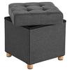 Storage Ottoman with Wooden Feet and Lid Dark Gray